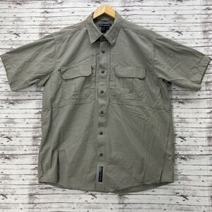 5.11 Tactical Series Canvas Button Up Shirt Mens Size Large Khaki Vented Pockets
